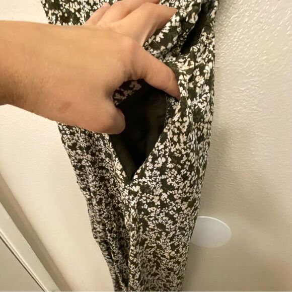 A New Day Short Sleeve green micro floral side Cut Out Dress hi low maxi L - Picture 8 of 12